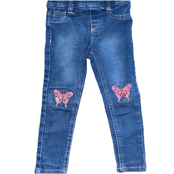 Delias Girl Jegging Pants Girls Size 3T Butterfly Blue Jeans Retro Style Y2K - Picture 1 of 5